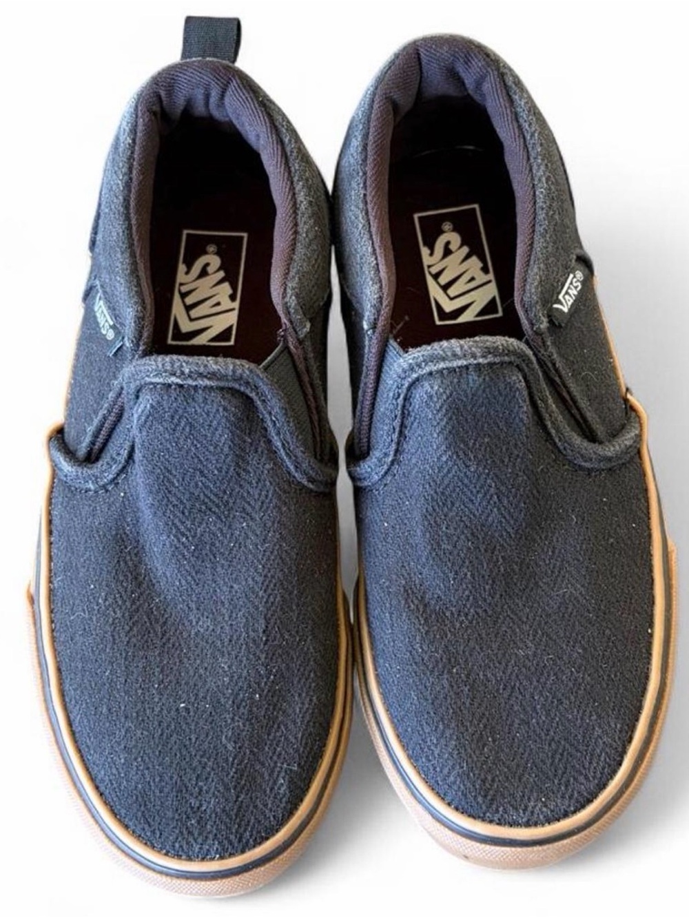 Vans Kids Classic Slip-On Shoes in Black with Gum Sole